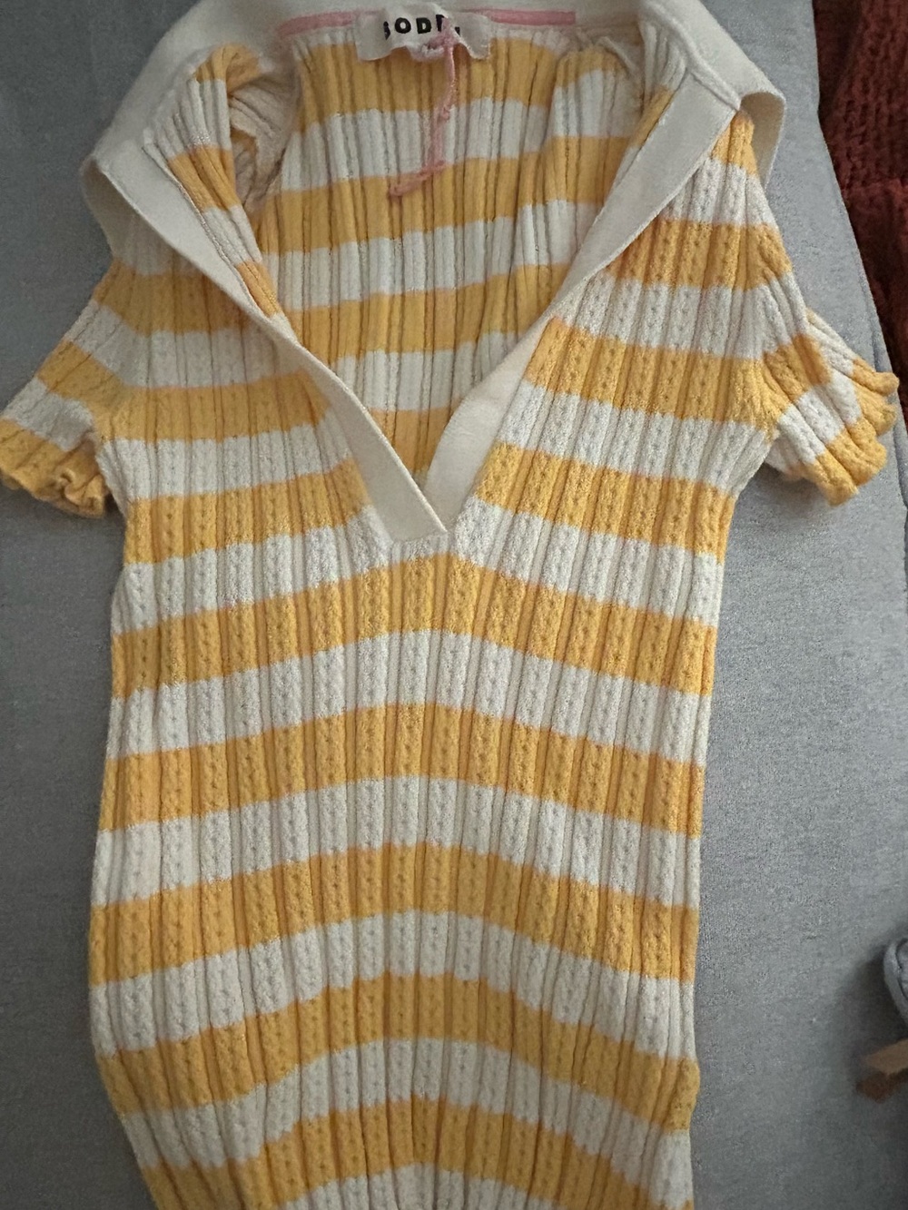 XS Boden yellow stripes polo top